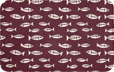 Badmat 80x50 cm - Antislip - Vissen - Grafisch - Patroon - Donker - Badmatten voor badkamer - Badkamermat - Douchemat - Badkamer mat