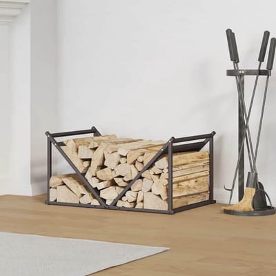Brandhoutrek - Houthouder Haardhout - Hout Opslaan - Stabiele Constructie - 70 x 43 x 345 cm - Zwart