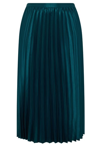 Yours London Groenblauwe Geplooide Satijnen Rok Size 38