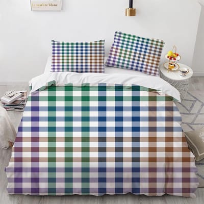 Ensemble Housse de Couette à Rayures Plaid Polyester Ensemble de Literie pour Enfants Adolescents Adultes King Queen Taille Complète Housse de Couette Noir et Blanc AU Double(180x210cm)