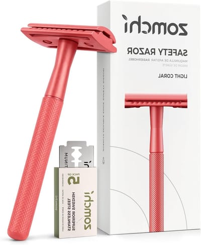 Veiligheidsscheermes - Scheermes voor dames - Glad scheren - Plasticvrij herbruikbaar - 10.7 cm - Licht koraal