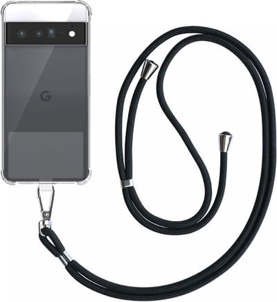Telefoonhoesje Geschikt voor Google Pixel 6 Pro Transparant ShockProof met Afneembaar Universeel Telefoonkoord - Cover Case Siliconen ShockProof with Lanyard - Smartphonica geschikt voor Google Pixel 6 Pro