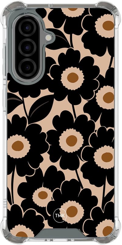 Shockproof hoesje geschikt voor Samsung Galaxy A56 - Bloom luxe - Schokbestendig - Verhoogde randen - TPU case - Extra Sterke Back Cover - Bloemen - Transparant, Zwart