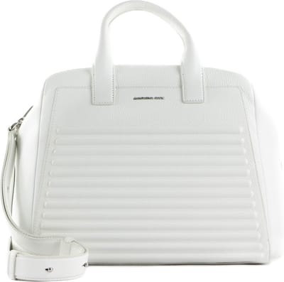 MANDARINA DUCK Leren Handtas Schoudertas I-Con Tote Optical White Wit