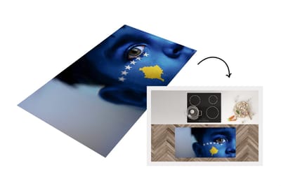 Keukenloper - Loper keuken - Vlag van Kosovo - 120x60 cm - Keukenloper vinyl