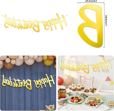 Feestelijke versiering voor 21e verjaardag met ballonnen, slingers en taartdecoratie in goud en groen
