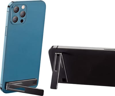 Magnetische Ultra Dunne Opvouwbare Telefoonhouder – Zwart – Metalen Legering Bureau Standaard, Universele Mobiele Telefoon Support met Kickstand
