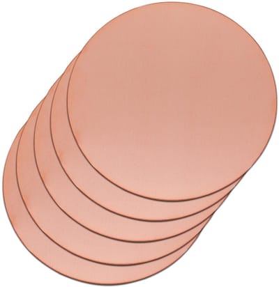 Koperplaat, 80mm Diameter 1 mm Dikte Kopermetaalplaat voor Handwerk, DIY, Sieraden, Electriciteit, Reparatie, Industrie (5 Stuks)
