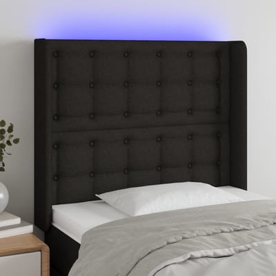 vidaXL - Hoofdbord - LED - 83x16x118/128 - cm - stof - zwart