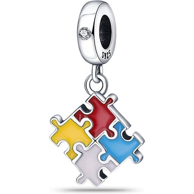 Perle Charm Puzzle Colorée Composant de Perle Composant de Perle Compatible Avec Bracelet Bijoux Fins de Haute Qualité Collier Porte-clés Conçu Pour Femmes Cuivre gray