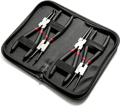 Set van 4 borgringtangen 180 mm - Professionele tangenset voor binnen en buitengebruik met ergonomische handgrepen en veelzijdige toepassingen