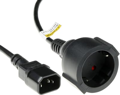 ACT Netsnoer C14 - Type F female (max. stroom 10A) zwart 0,6 m AK5219