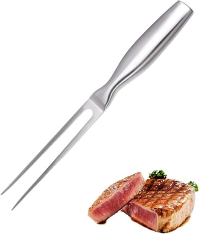 Robuuste Vleesvork van RVS, 26.5 cm, Perfect voor Steak, Gegrild Vlees en Groenten, Gemakkelijk te Gebruik en Onderhouden
