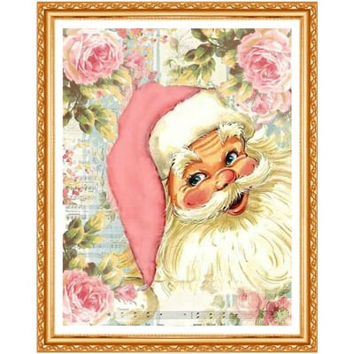 Diamond Painting Stitch Kerstman Kerstcadeau Home Decor Volledige Ronde Hars Borduurportret 20X30CM beige