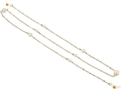 Brillenketting - Ketting voor bril - Veilig dragen - Met pareldecoratie - 70 cm - Goudkleurig
