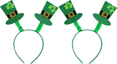 Sint Patricksday verkleed Tiara/diadeem - 2x - Shamrock hoedjes - groen - volwassenen - Ierland