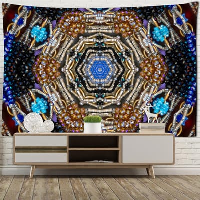Psychedelische Mandala Wandtapijt Muurhanger Hekserij Hippie Zeven Chakra's Kleurrijke Achtergrond Doek Esthetiek Kamer Woondecoratie 95x70cm