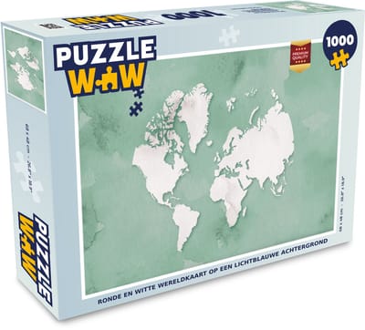 Puzzel Wereldkaart - Groen - Waterverf - Legpuzzel - Puzzel 1000 stukjes volwassenen