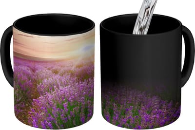 Magische Mok - Foto op Warmte Mokken - Koffiemok - Lavendel - Zon - Bloemen - Magic Mok - Beker - 350 ML - Theemok