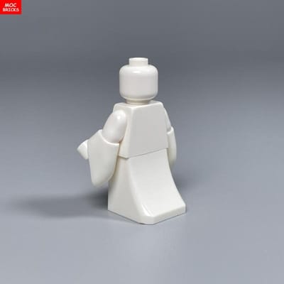 MOC Stenen 4cm Figuur Lichaamsdeel Bedrukt Lange Jurk Shirt Avondjurk Man Vrouw Stof Mouw Bevestigingen Gemonteerd Bouwstenen Speelgoed white