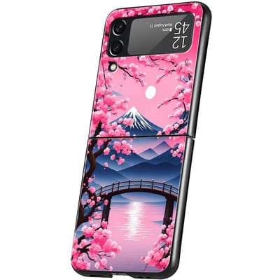 Roze Lentebloesems Harde PC Telefoonhoesje Voor Samsung Galaxy Z Flip 5 4 3 Zwarte Cover Voor Galaxy Z Flip 6 Schokbestendig Capas for Z Flip 5