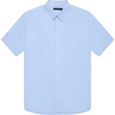 French Connection Linen 22 S/s Trim Soft Blue Size: M | Casual Shirts Outlet | Heren | Blauw