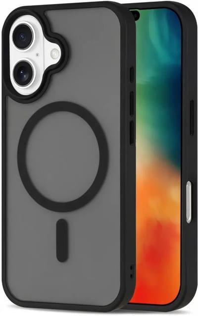 Hoesje Geschikt voor iPhone 16 Plus - Compatibel met MagSafe - Matte Beschermhoes - Back Cover met Magneet - Zwart