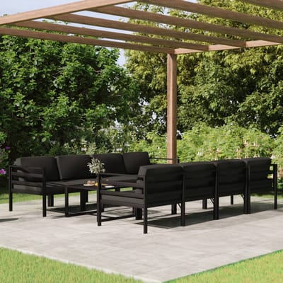 vidaXL - 9-delige - Loungeset - met - kussens - aluminium - antracietkleurig