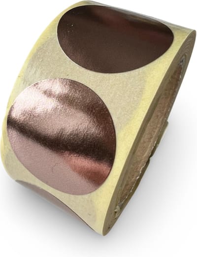 Rosé Gouden Sluitsticker - 250 Stuks - rond 25mm - hoogglans - metallic - extra plakkende lijm - folie coating - chique inpakken - cadeau - gift - trouwkaart - geboortekaart - kerst