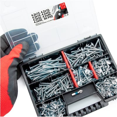 LUN FIX - Zelftappende schroeven - 290 stuks - met koffer en bit - assortiment