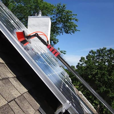 Reinigingsstaaf Ramen - Telescoopborstel Zonnepanelen - Hoge Oppervlakken Schoon - Wateraangedreven Systeem - Tot 10.8 Meter - Zilver