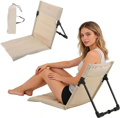 SnelShoppen - Strandstoel met Rugleuning - Opvouwbare Vloerstoel, Draagbare Strandstoel, Inklapbaar Tribunekussen voor Picknick, Kamperen, Vissen, Tui