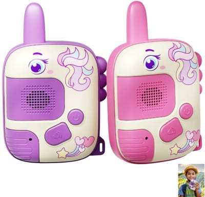 2 stuks-Walkie-talkie voor kinderen - Kinderspeelgoed - Mini interactieve telefoon - Draadloze pager - Geschikt voor buitenactiviteiten zoals kamperen - Spelletjes - Interactie tussen ouder en kind - Paars - Roze - 7,3*4*11,3 cm