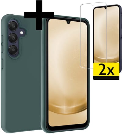 Hoesje - Met 2x Screenprotector - Geschikt voor Samsung Galaxy A26 - Sterk & Shockproof - Back Cover - Siliconen Case - Telefoon Hoes - Telefoonhoesjes - Donkergroen