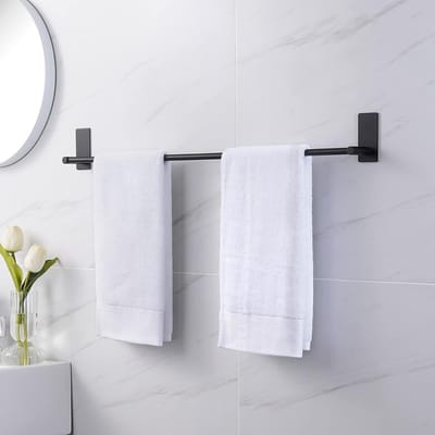 Famanu Handdoekhouder zonder boren, zwart, mat, badkamer, handdoekstang, zelfklevend, badhanddoekhouder, roestvrij staal, SUS 304, douche, theedoekenhouder, 75 cm, A7000S75B-BK