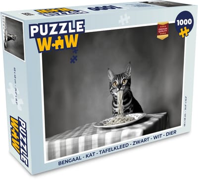 Puzzel Bengaal - Kat - Tafelkleed - Zwart - Wit - Dier - Legpuzzel - Puzzel 1000 stukjes volwassenen
