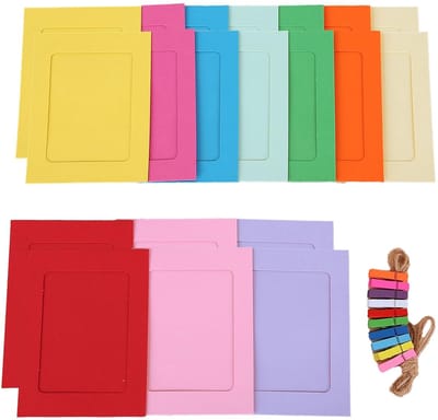 Dailygoods- Fotolijsten Set van 20 - Wandmontage - Karton - Kleurrijk - Duurzaam - Praktische ophangvoorziening - Fotoalbums
