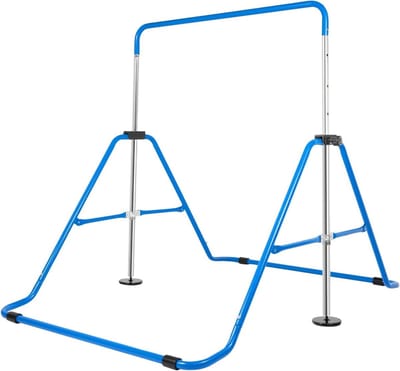 Kinder Turnstang - Gymnastiek Stang - Binnen Buiten Sport - In Hoogte Verstelbaar - Tot 150kg - Blauw