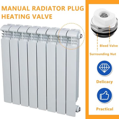 Radiator Ontluchtingsventiel Set - Blindstop Ventiel - Verwarming Onderhoud - Hittebestendig Messing - 6 Stuks 1/2 Inch - Messingkleurig