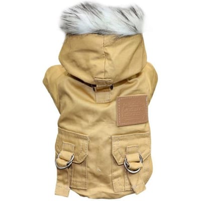 Honden Kleding Winter Puppy Huisdier Hond Jas Jasje Voor Kleine Middelgrote Honden Verdikken Warm Yorkies Chihuahua Hoodie Huisdieren Kleding XS beige