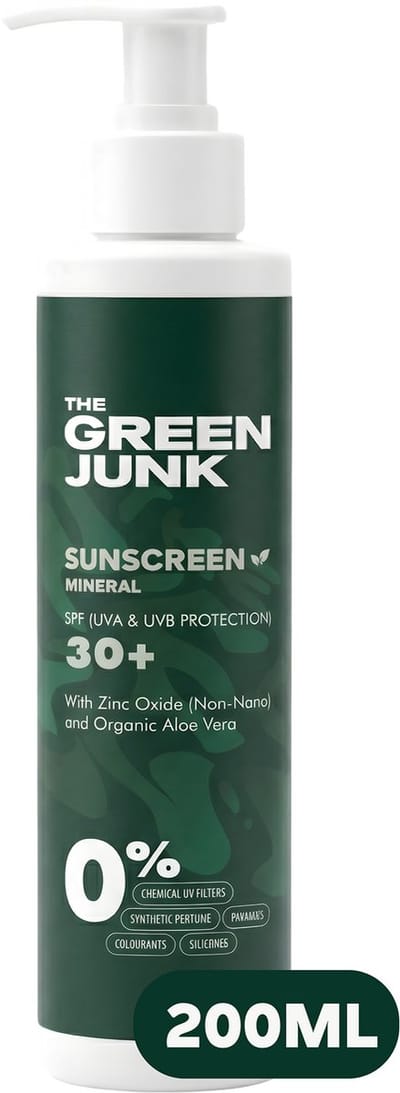 The Green Junk Minerale Zonnebrand 200ML - Natuurlijke Zonnebrand - Zonnebrandcreme - Zonder Synthethisch Parfum - Geschikt voor de Gevoelige Huid - Factor 30+