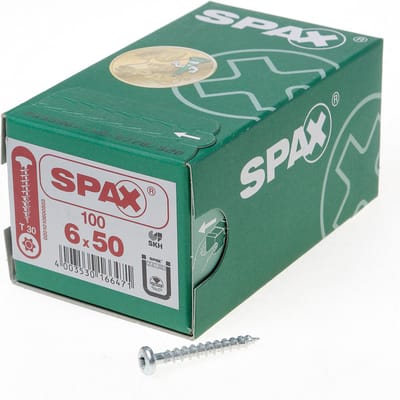 Spax Spaanplaatschroef cilinderkop verzinkt T-Star T30 6.0x50mm (per 100 stuks)