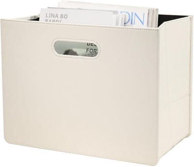 Tijdschriftenhouder krantenrek met handvat opvouwbare opbergmand multifunctionele organizer wit 25 x 35 x 29 cm