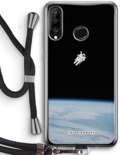Case Company® - Hoesje met koord geschikt voor Huawei P30 Lite hoesje met Koord - Alone in Space - Telefoonhoesje met Zwart Koord - Bescherming aan alle Kanten en Over de Schermrand