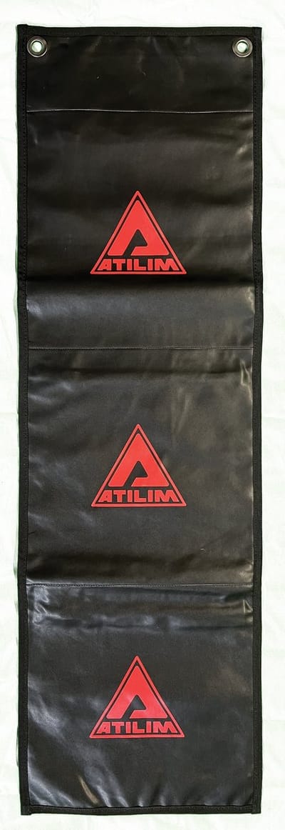 UNFILLED- ATILIM FightersGear Wing Chun/Wing Tsun Wall Bag/ Muurzak 3 Section - Bare Knuckle/Blote Knokkel-All Black Zwart-Artificial Leather Front