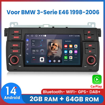 Awesafe 2DIN Autoradio - 7 inch IPS Scherm - Geschikt Voor BMW 3-Serie E46 1998 t/m 2006 - RAM 2GB + ROM 64GB - Draadloos Apple Carplay & Android Auto - Bluetooth & Wifi - Radio Scherm