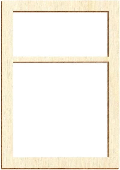 Houten Raam Hoekig - Modelbouw Venster - Hobby en Decoratie - Gelaserd met Bruine Rand - 90 x 63 mm