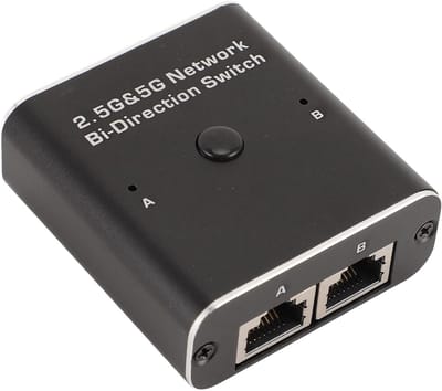Netwerk Switch - Ethernet Splitter - Netwerk Delen - Mechanische Schakelaar - 2 Poorten - Zwart