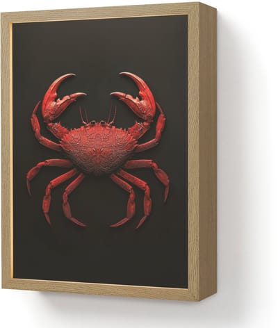 Wandlamp 30x40 cm - Oplaadbaar - Krab - Rood - Vissen - Schaaldieren - Wandlampen binnen woonkamer - Slaapkamer lamp - Decoratieve nachtlamp - Vloerlamp draadloos