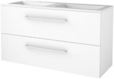 Basic-Line Start 46 Badkamermeubelset - 120 x 46 cm - Met Grepen - 2 Lades - Acryl Wastafel - 2 Kraangaten - Ice White